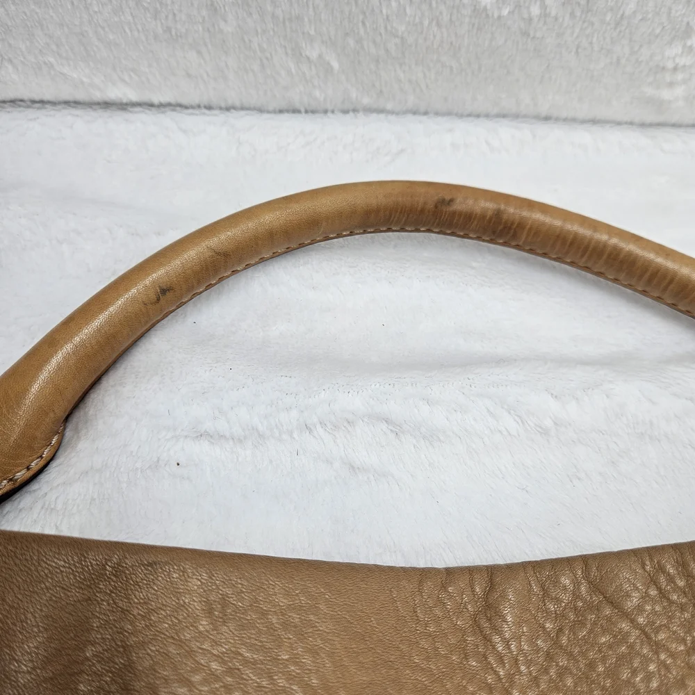 J.Crew Tan Pebbled Leather Hobo Shoulder Bag Handbag Slouchy Purse